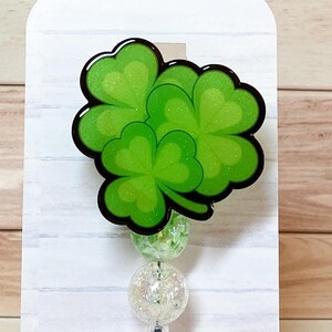 Lucky St Patricks Day Clovers Interchangeable Retractable Badge Reel