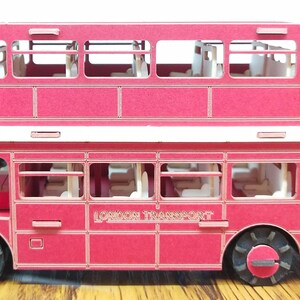 Autobús londinense de dos pisos: rompecabezas de papel 3D, regalo navideño artesanal