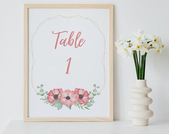 Numéros de table de mariage, décor de table de mariage, numéros de table de téléchargement instantané imprimables, mariage de bricolage, 1-10
