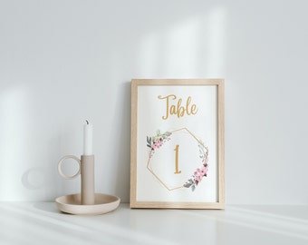 Numéros de table de mariage d'or, décor de table de mariage, numéros de table de téléchargement instantané imprimables, mariage de bricolage, 1-10