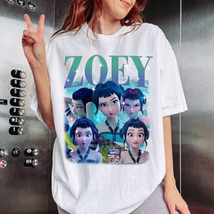 Zoey Huntrix Girls Tee Shirt, Huntrix Girls T-Shirt, Kpop Demon Hunters Tee, Huntrix Fan Png Gift, Rumi Zoey Mira, Kpop Demon Hunters Tiger