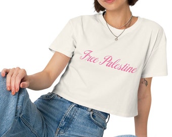 Free Palestine Babytee | Free Palestine Gaza Coquette Tee | Coquette Womens Palestine Gaza Crop Top | Anti War Tee for Girls