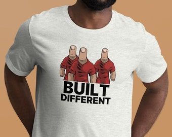 Built Different Unhinged T-Shirt | Weird Alt T-Shirt | Funny Strange Thumb Person Gift | Y2K Humor Shirt | Meme Humor Shirt