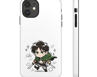 Funda para teléfono con diseño de Eren Chibi de Attack on Titan, estilo anime manga AOT para iPhone y Samsung, minimalista y simplista, ideal como regalo para fans.