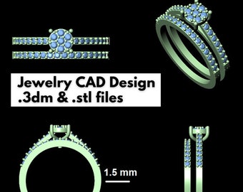 STL 3D Jewelry CAD file 3D printing, Eternity Engagement Ring, Jewelry file for 3D printing, 3D Jewelry Design Ready STL & 3DM Files