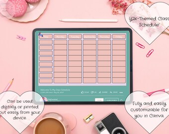 Editable Y2K School Schedule | Canva Template | Bratz Inspired Class Planner Printable