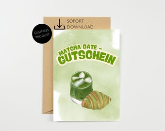 Tarjeta de regalo de matcha | Amante del matcha | Tarjeta única | Impresión instantánea | Tarjeta imprimible | Regalo único | Amante del matcha