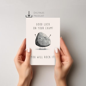 Tarjeta de buena suerte para el examen – Tarjeta de motivación imprimible A6 – ¡Lo lograrás! – Ánimo para el examen – Regalo de estudio con descarga digital