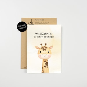 Instant download congratulations card birth – Hello little miracle – neutral baby card, boy or girl, card for the birth of a girl