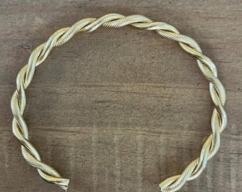 Twisted gold bangle bracelet, heavy gold cuff, rope bracelet, stainless steel gold bracelet, gold bracelet, rope cuff
