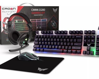 Offre groupée ultime pour les joueurs : kit de jeu professionnel 4 en 1 avec clavier, souris, casque et tapis de souris