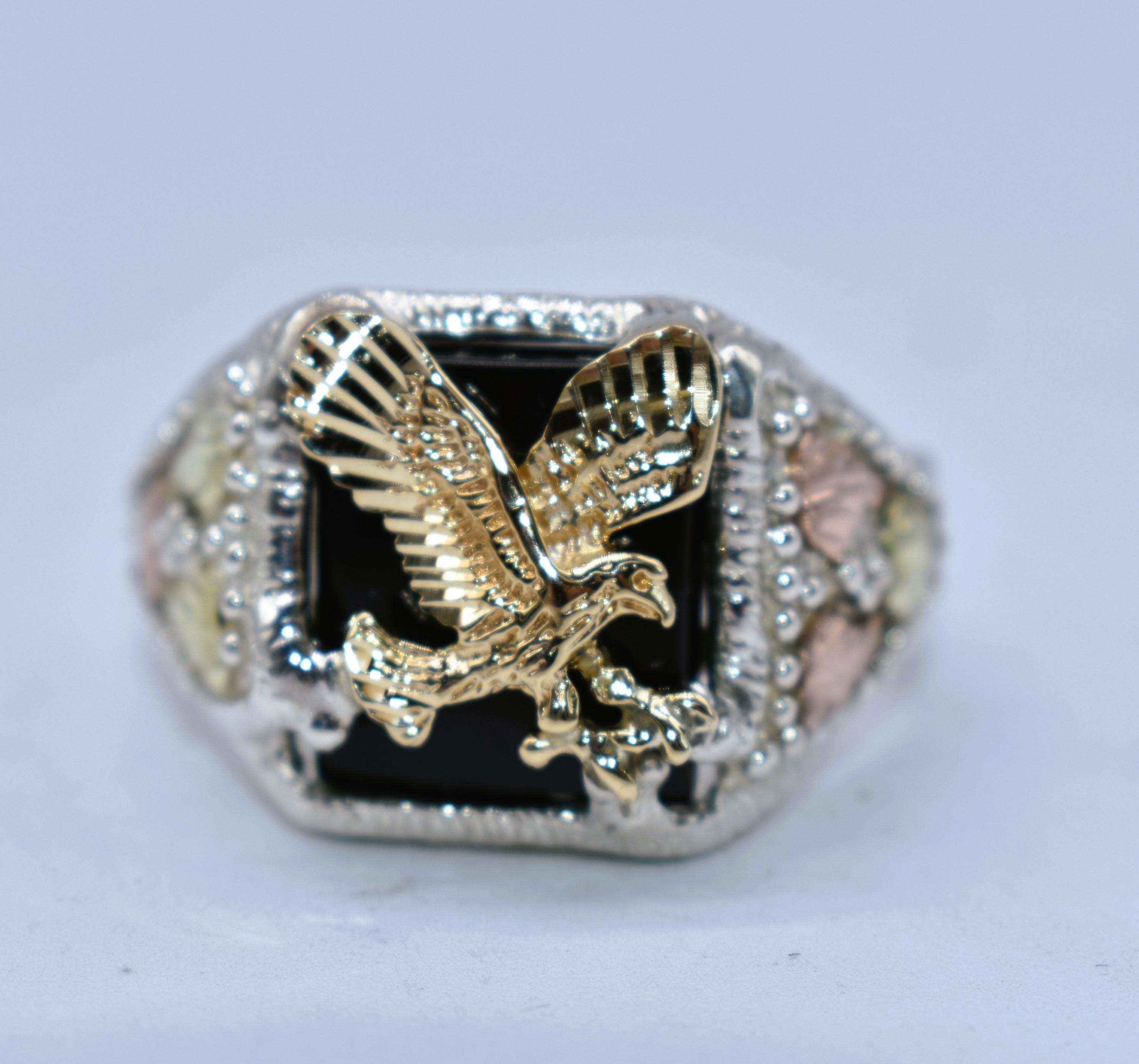 Gold Eagle Onyx Ring - Etsy