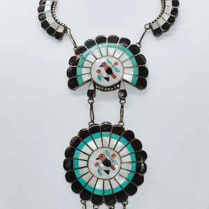 Vintage Jose Massie Zuni Multi-Gemstone Inlay Red Cardinal Necklace