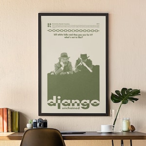 Poster del film DJANGO UNCHAINED, poster del film, poster minimalista, poster di Django, stampa del film Django, stampa d'arte, arte della parete, Quentin Tarantino