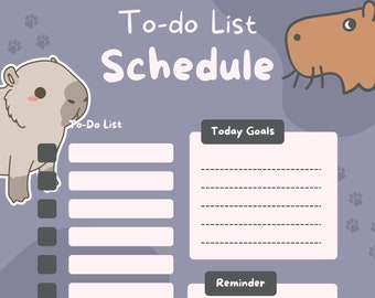 Capybara Daily Planner Printable PDF Boho Daily Schedule Hourly Planner ...