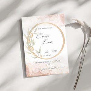 3-in-1 Hochzeitseinladung & Menü | Hoch- und Querformat | Bearbeitbare Canva Vorlage | Digitale Hochzeitseinladung