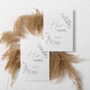 Libros de votos matrimoniales minimalistas para él y para ella / Libro de votos matrimoniales imprimible para novios / Plantilla elegante de Canva / Descarga digital