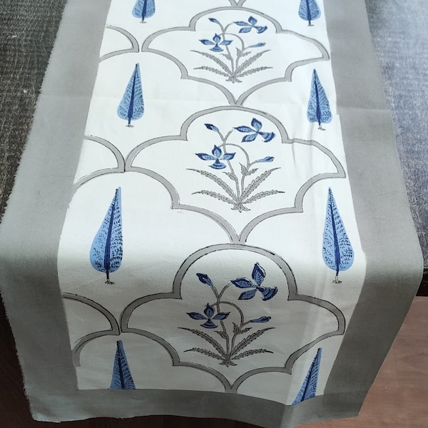 Chemin de table en tissu de coton imprimé floral de bloc de main indienne, ferme extérieur mariage décor à la maison événements de fête cadeaux de console