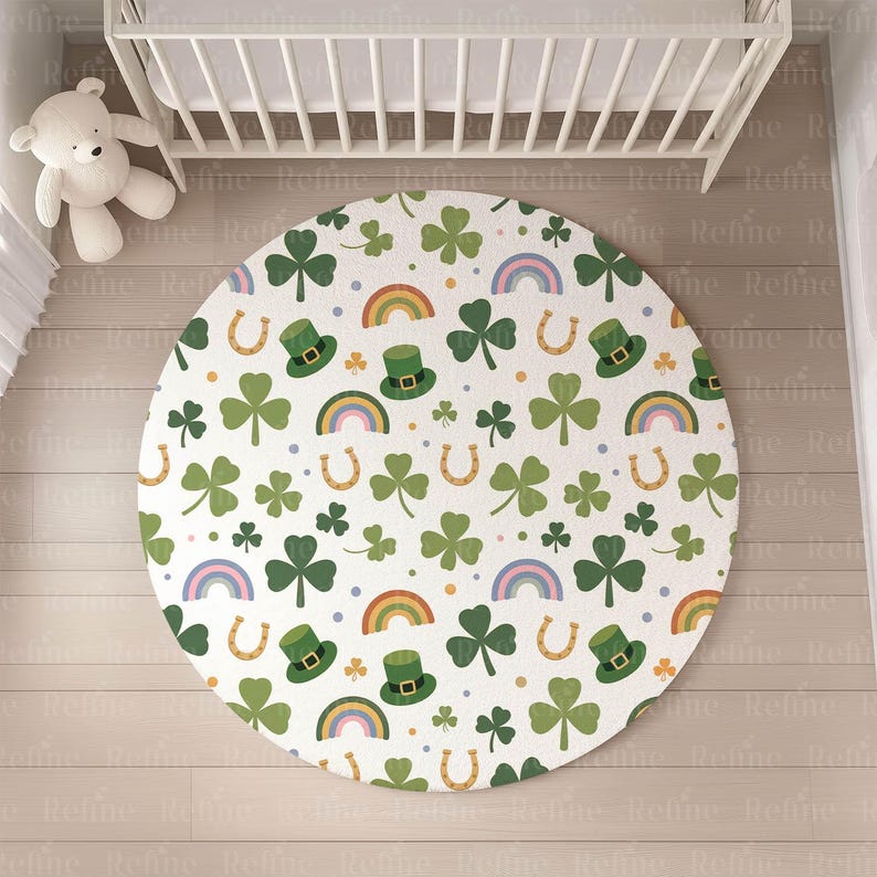 Round Rug Mockup PSD Canva, Nursery Rug Mockup Template, Bohemian Circle Rug Mock up, Textile Fabric Mock-up, Blank Baby Rug Design Mockup image 4