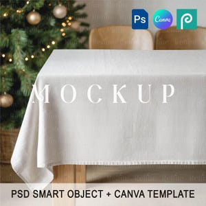 Mockup för julduk, mockup för julduk i linne, mockup för matbord i tyg