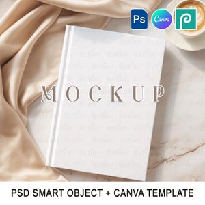 Inbunden anteckningsbok Mockup PSD Canva, A5 A4 Journal eller Planner omslag Mockup fotobok