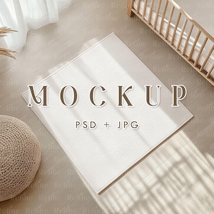 Teppich Mockup, Babyzimmer Teppich Mockup, PSD Teppich Mockup, Boho Teppich Mockup Smart Objekt, Bodenmatte Mockup Vorlage