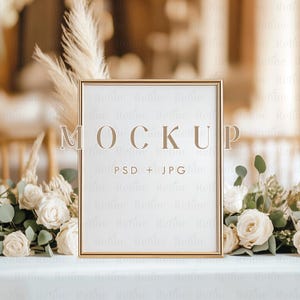 8x10 Tischschild Mockup, Tischnummer Kartenmodell, Floraler Tischrahmen Mockup, Hochzeit Schild Rahmen Mockup, Babyparty Rahmen Karte Mockup PSD