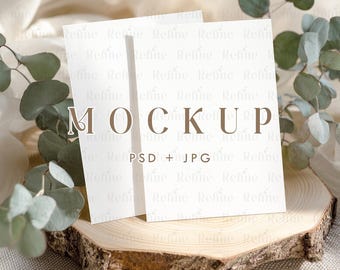 Two 5x7 Greeting Card Mockups, Invitation Mockup Front and Back, Wedding Card PSD Mockup, Greeting Card Mockup Set, 2 Page Invite Mockup