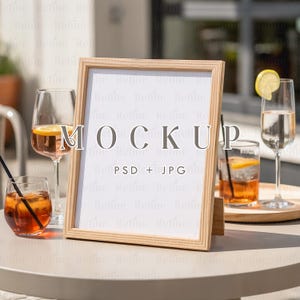 Table Sign Mockup, Bar Menu Sign Mockup PSD, Wedding Table Number Card Mockup, Frame Signage Mockup, Birthday or Shower Tabletop Sign Mockup