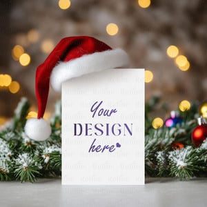 Maqueta de invitación de vacaciones, maqueta de tarjeta de felicitación navideña, maqueta de tarjeta de 5 x 7 de Año Nuevo, maqueta de invitación de postal de vacaciones, objeto inteligente PSD de invitación