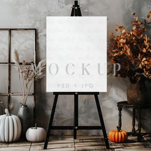 Willkommensschild Mockup, Staffelei Schild Mockup, Halloween Willkommensschild Mockup, Sitzplan Poster Mockup, Herbst Schild Mockup, Herbst Poster Mockup
