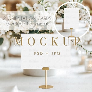 Mockup de número de mesa, mockup de placa de menu de bar, PSD de placa de mesa de casamento, mockup de cartão de mesa 5x7, mockup de modelo de cartão de nome horizontal e vertical