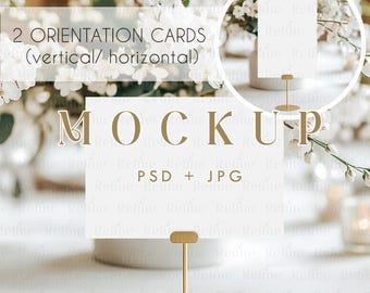 Maqueta de número de mesa 5x7, plantilla PSD para letrero de mesa de boda, maqueta de tarjeta de menú de bar