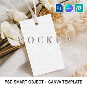 Favor Tag PNG Canva Mockup, Gift Tag PSD, Boho Thank You Tag Mock-up, White Label Mockup, Party Tag Mockup, Appreciation Week Tag Mockup