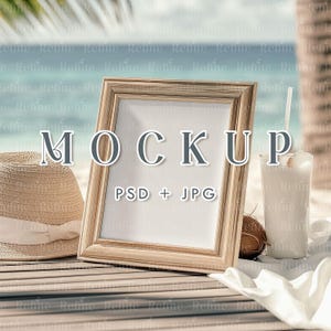 Wedding Table Sign Mockup, Summer 8x10 Sign Mockup, Drinks Menu Sign PSD, Cocktail Menu Frame Mock-up, Gold Frame Table Number Card Mockup