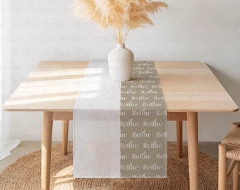 Table Runner Mockup, Dining  Linen Template, Boho Kitchet Table Cloth Mock up