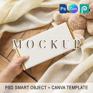Chocolate Bar Wrapper Mockup Canva and PSD,  Candy Bar Mockup, Blank Chocolate Label Template, Chocolate Wrapper Custom Wrapper Mock up