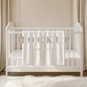 Baby Blanket Mockup PSD, Velveteen Blanket Mockup, Sherpa Blanket Mockup,  Fleece Nursery Blanket PSD, Childrens Plush Blanket Design Mockup