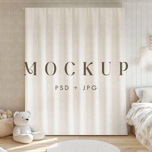 Curtain Mockup, Fabric Curtain PSD, Window Curtain Mockup, Drapes Mockup, Home Decor Mockup, Textile Mockup, Fabric Pattern Mockup Template