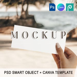 Maqueta de tarjeta de boleto de regalo PSD, maqueta de vale de regalo, tarjeta de boleto de 7x3 PSD, maqueta de tarjeta de evento de playa de verano, boleto sorpresa o tarjeta DL Canva