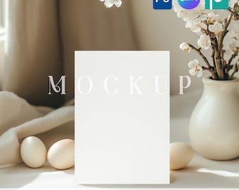 Easter Invitation Mockup, 5x7 Spring Greeting Card PSD PNG, Party Invite Card Template