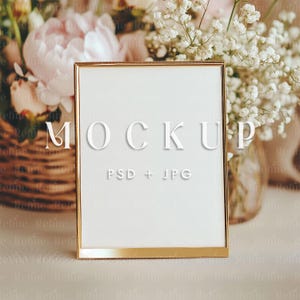 Maquette de panneau de table 8 x 10, maquette de carte de numéro de Table de mariage, maquette de cadre doré bohème PSD, panneau de table cadeau, panneau de table de menu de bar modifiable