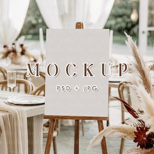 Wedding Welcome Sign 18x24 PSD Mockup, Easel Sign Mockup, Elegant Event Seating Chart Mockup, Sign Mock-up for Birthday or Baby Shower
