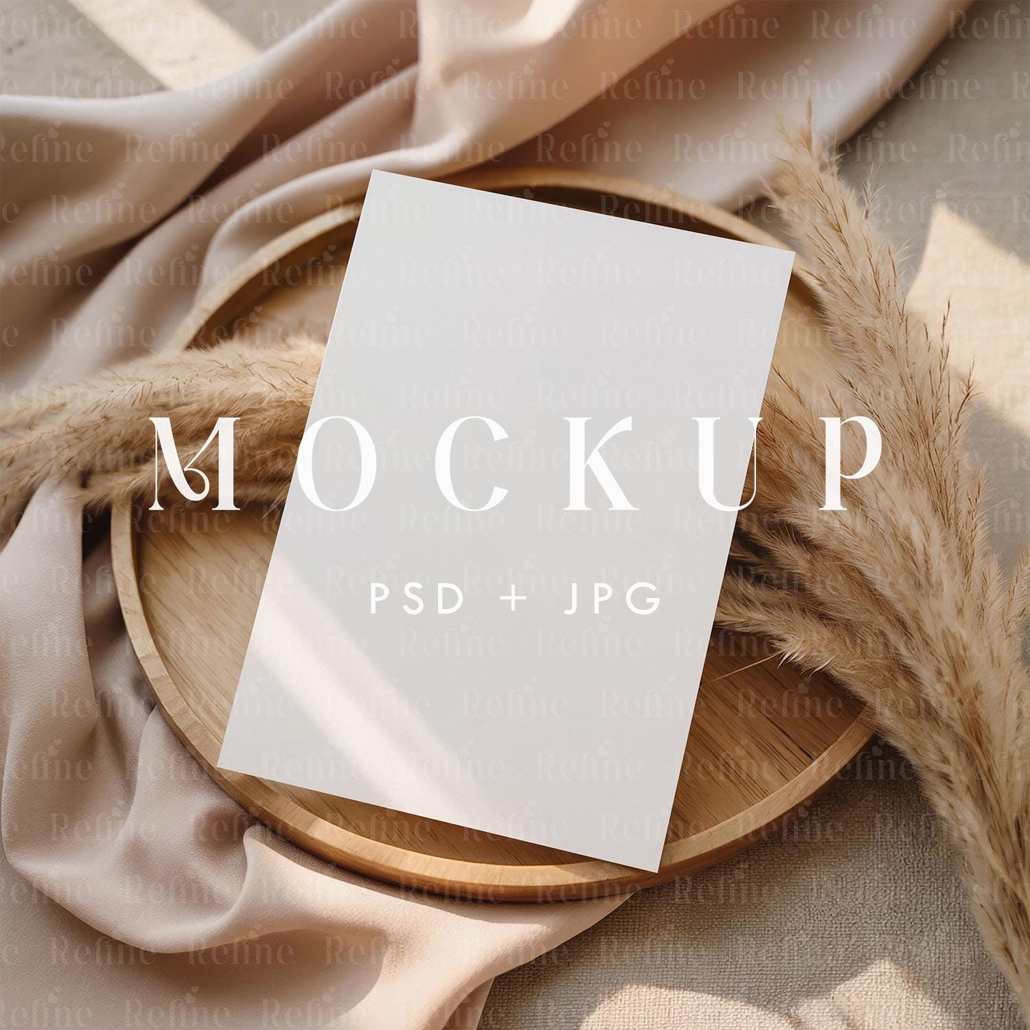 Invitation Card Mock-up, Greeting Card PSD Mockup, Boho Card Mockup, Baby Shower or Wedding Invitation Mockup, Birthday Card Mock up 5x7