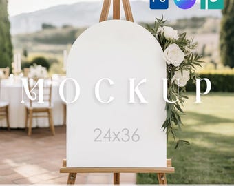 Arched Sign Mockup, Wedding Welcome Sign Mockup 24x36 Canva and Photoshop Easel Sign Mock-up, Seating Chart Mockup, Event Poster Mock-up