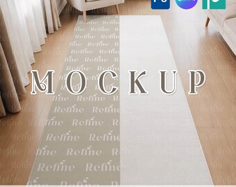 Long Rug Mockup 3x6, Carpet Template PSD PNG, Floor Mat Canva or Photoshop