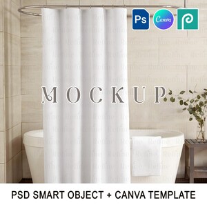 Shower Curtain Mockup PSD PNG, Bathroom Curtains Canva Template, Interior  Mock-up