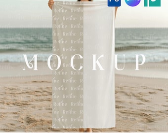 Beach Towel Mockup, Sublimated Towel Mockup, Summer Towel PSD, Bath Towel Template, Flat Lay Towel Mockup, Fabric Towel Design Custom Mockup