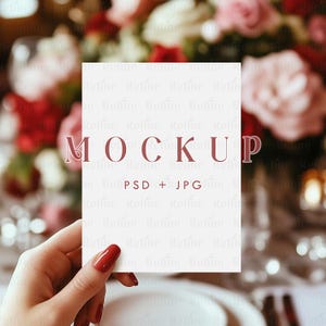 Blumenkarte Mock up, Hochzeitskarte Mockup, 5x7 Karten Mockup, Valentinstag Einladung Mockup PSD, Grußkarte Mockup, Urlaub Postkarte Mockup PSD
