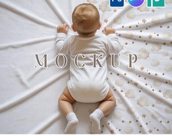 Baby Blanket Mockup, Nursery Bedding Scene Infant Swaddle PSD PNG Canva